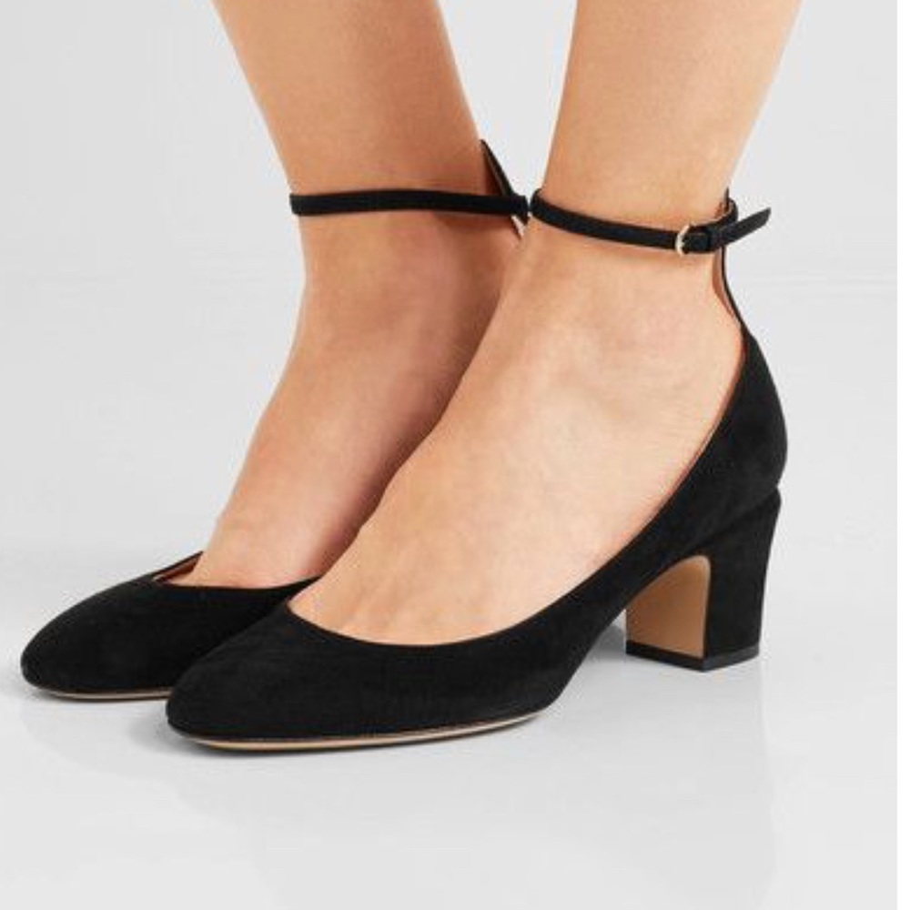 Valentino Black Suede Tango shoes 38 NEW Low Heel